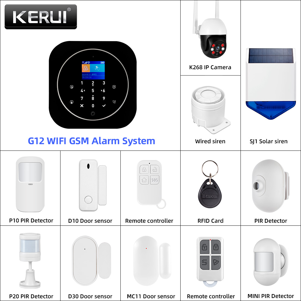 Sim Gsm Alarm - KERUI G12 2G Wifi Bezprzewodowy domowy