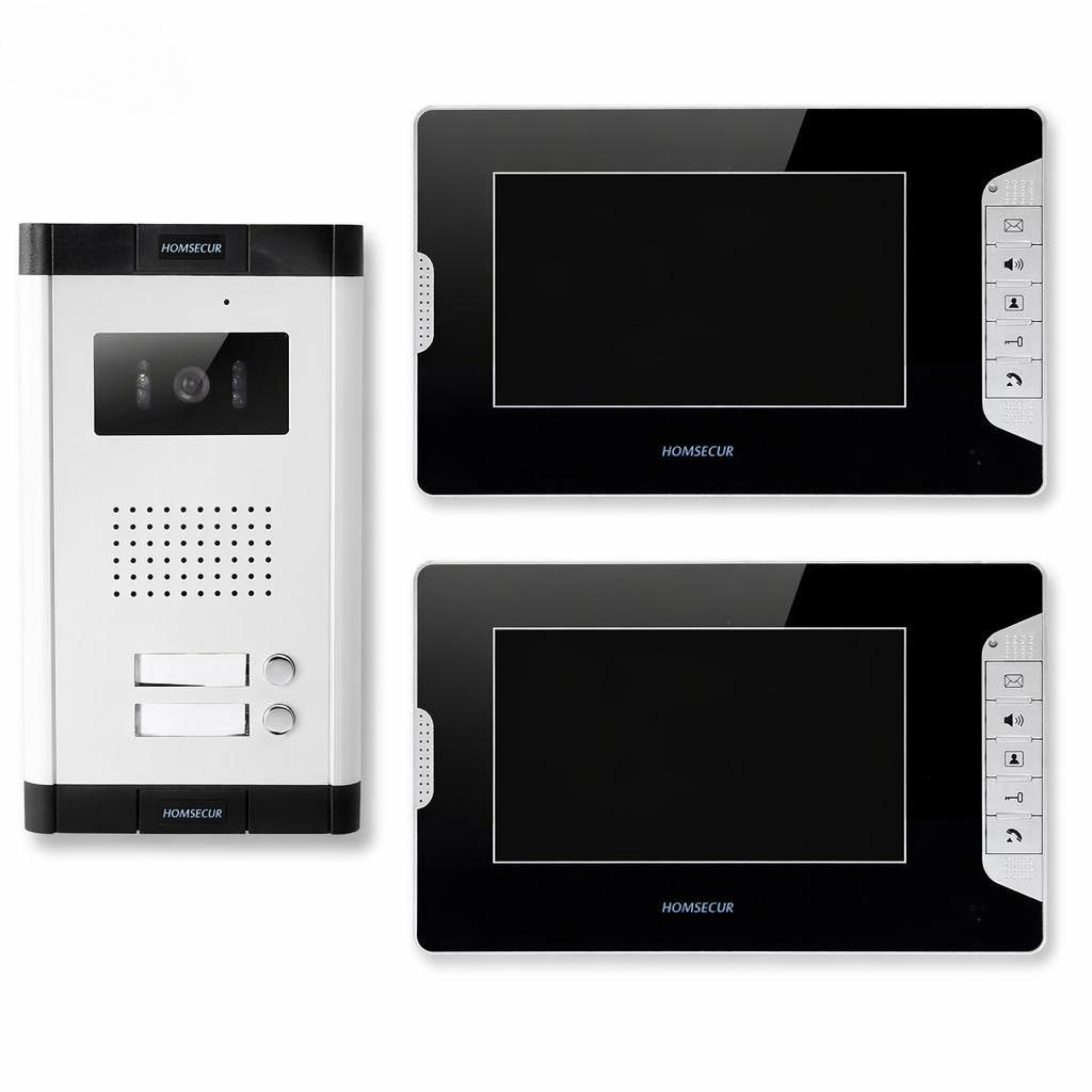 Home Security And Camera Systems - 4-przewodowy 2-familowy wideodomofon z 7-calowym monitorem,