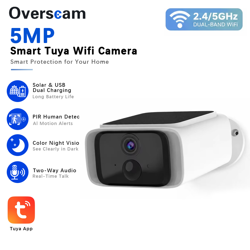 Home Security Tech - Kamera bezpieczeństwa Tuya 5MP zasilana energią