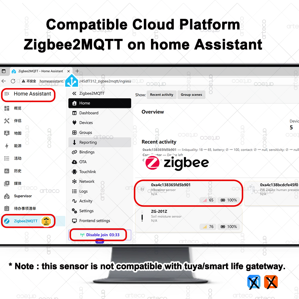Czujnik wibracji ZigBee, monit – Home Security Monitoring recenzja i cena