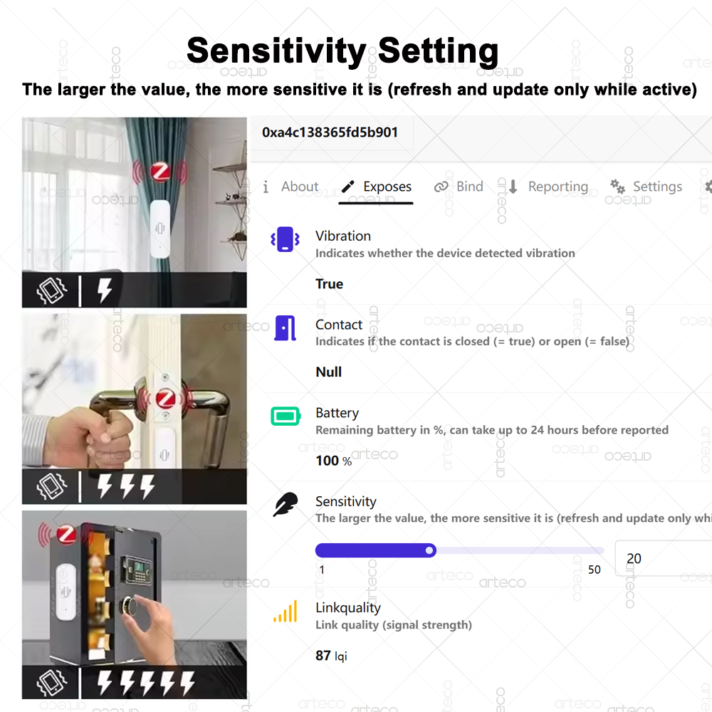 Czujnik wibracji ZigBee, monit – Home Security Monitoring recenzja i cena