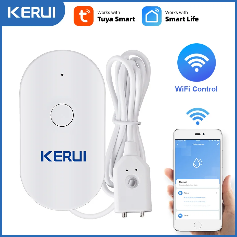 Czujnik zalania WiFi KERUI Sma – Home Security Monitoring recenzja i cena
