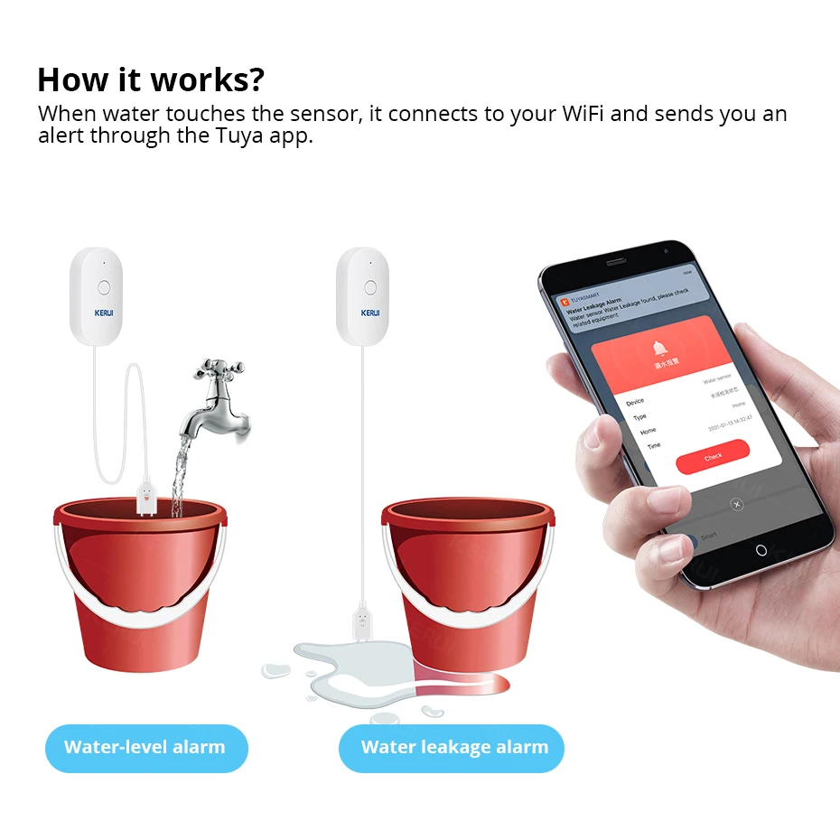 Czujnik zalania WiFi KERUI Sma – Home Security Monitoring recenzja i cena