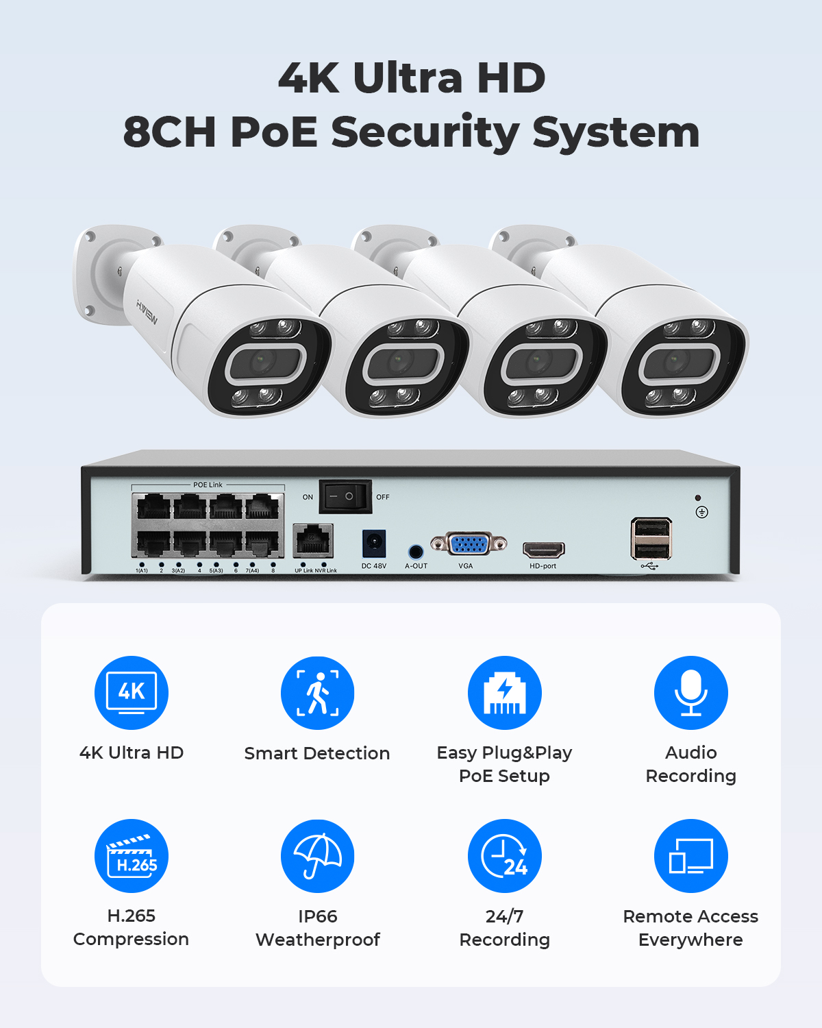 H.View 4K 5Mp 8Mp Poe CCTV Sys – Home Security And Camera Systems recenzja i cena